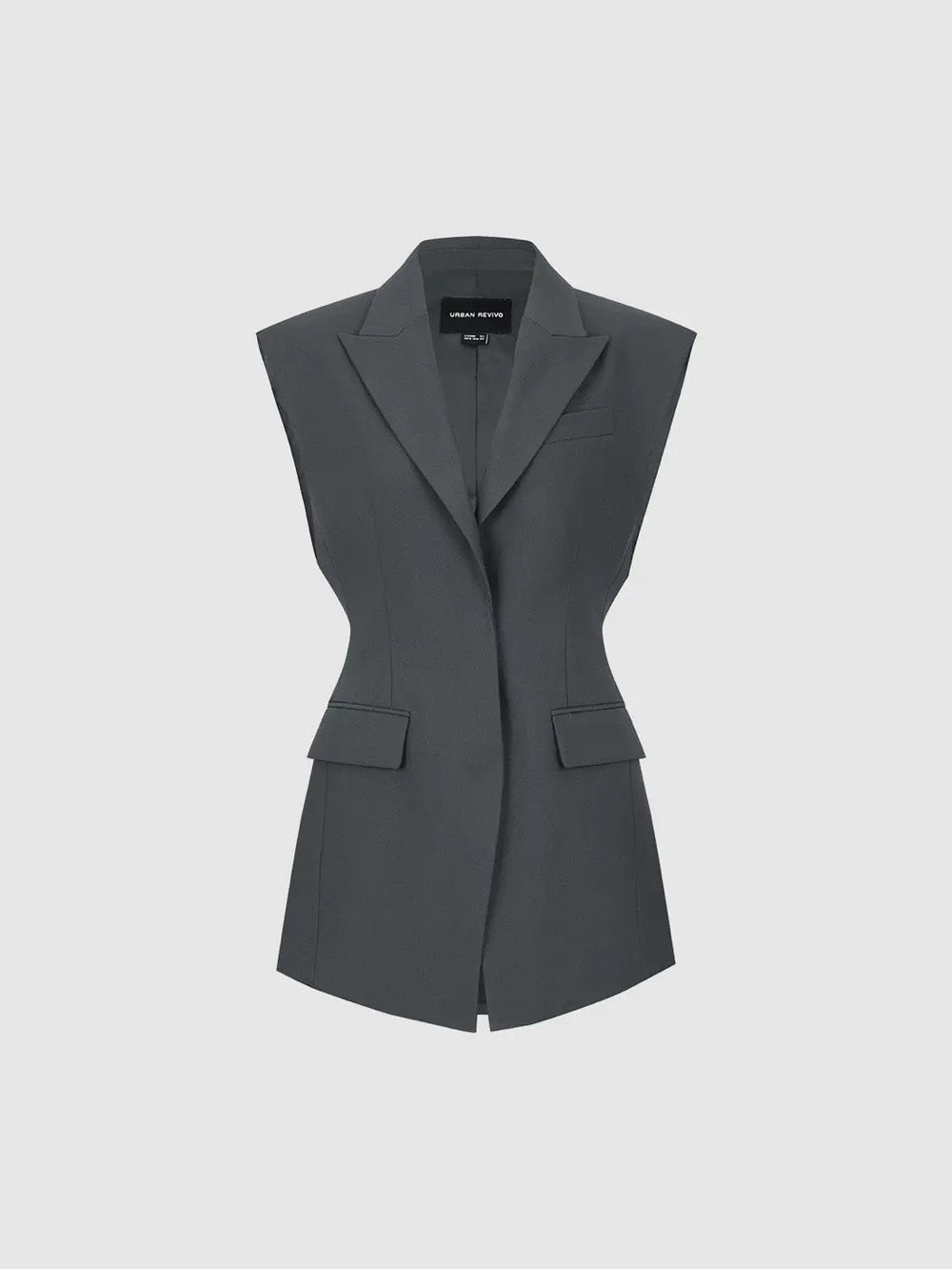 SLEEVELESS LAPEL COLLAR BUTTON FRONT VEST
